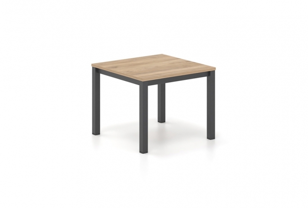 Τραπεζάκι αναμονής Dromeas σειράς Tetra διάστασης 60Χ60Χ48Η με σκελετό σε απόχρωση μαύρο και επιφάνεια σε απόχρωση φυσικό δρυς.