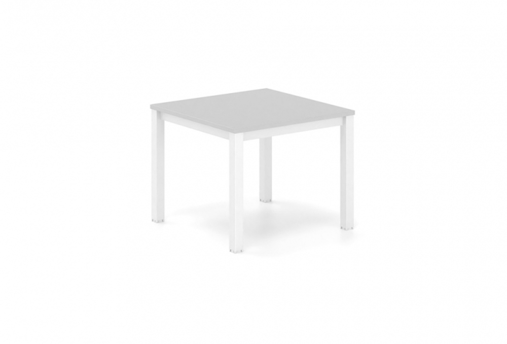 Τραπεζάκι αναμονής Dromeas σειράς Tetra διάστασης 60Χ60Χ48Η με σκελετό σε απόχρωση υπόλευκο και επιφάνεια σε απόχρωση γκρι ασημί.