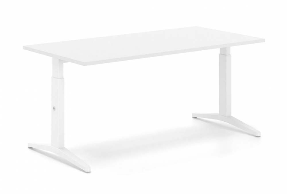 Γραφείο εργασίας Dromeas σειράς Alma Κ διάστασης 160Χ80Χ65-85Η με σκελετό σε απόχρωση λευκό και επιφάνεια σε απόχρωση υπόλευκο.