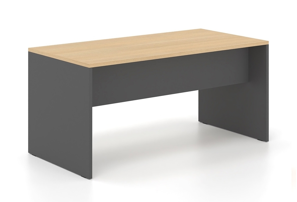 Γραφείο εργασίας Dromeas σειράς Finesse διάστασης 160x80x73Η , μετώπη και πόδια ανθρακί επιφάνεια φυσικό δρυς