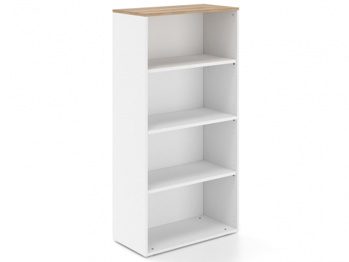 Βιβλιοθήκη Dromeas ανοιχτή διάστασης 80Χ40Χ160Η με κάσωμα σε απόχρωση υπόλευκο, καπάκι σε απόχρωση καρυδιά.