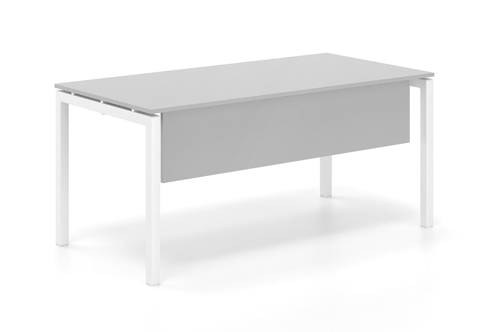 Γραφείο εργασίας Dromeas σειράς Neo διάστασης 160Χ80Χ73Η με σκελετό σε απόχρωση υπόλευκο, επιφάνεια και μετώπη σε απόχρωση γκρι ασημί
