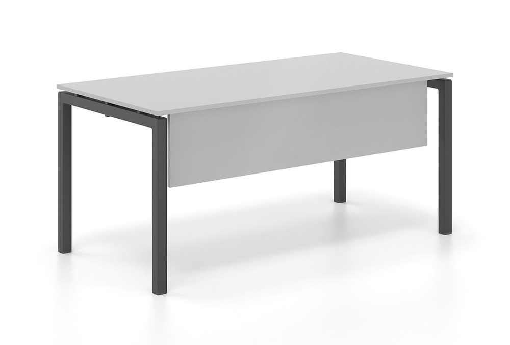 Γραφείο εργασίας Dromeas σειράς Neo διάστασης 160Χ80Χ73Η με σκελετό σε απόχρωση μαυρό, επιφάνεια και μετώπη σε απόχρωση γκρι ασημί