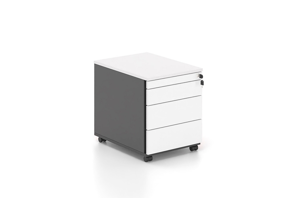 Συρταριέρα Dromeas μελαμίνης με μολυβοθήκη διάστασης 43X59X55Η. Κάσωμα σε απόχρωση ανθρακί. Καπάκι και κούτελα σε απόχρωση υπόλευκο.