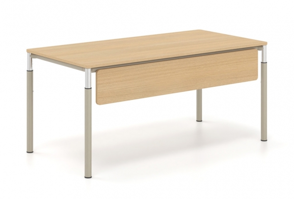 Γραφείο εργασίας Dromeas σειράς Slim διάστασης 160Χ80Χ65-85Η σκελετός σε απόχρωση gris2800, επιφάνεια και μετώπη σε απόχρωση φυσικό δρυς