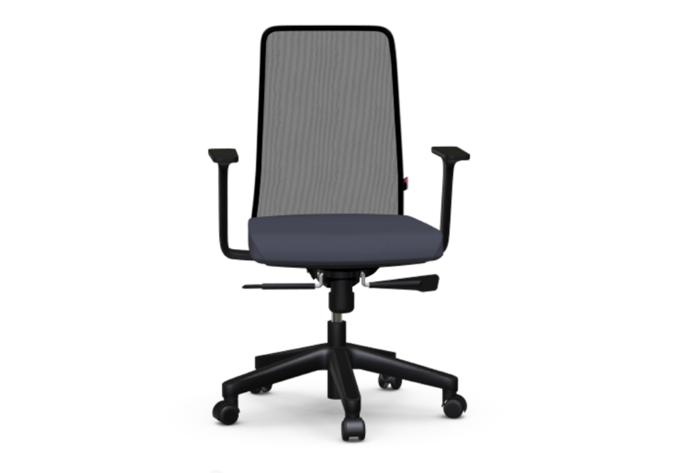 Κάθισμα Εργασίας Dromeas One Πλάτη Δίχτυ Μαύρο Έδρα Ύφασμα Γκρι Τύπος 1 Πεντάνευρο Μαύρο