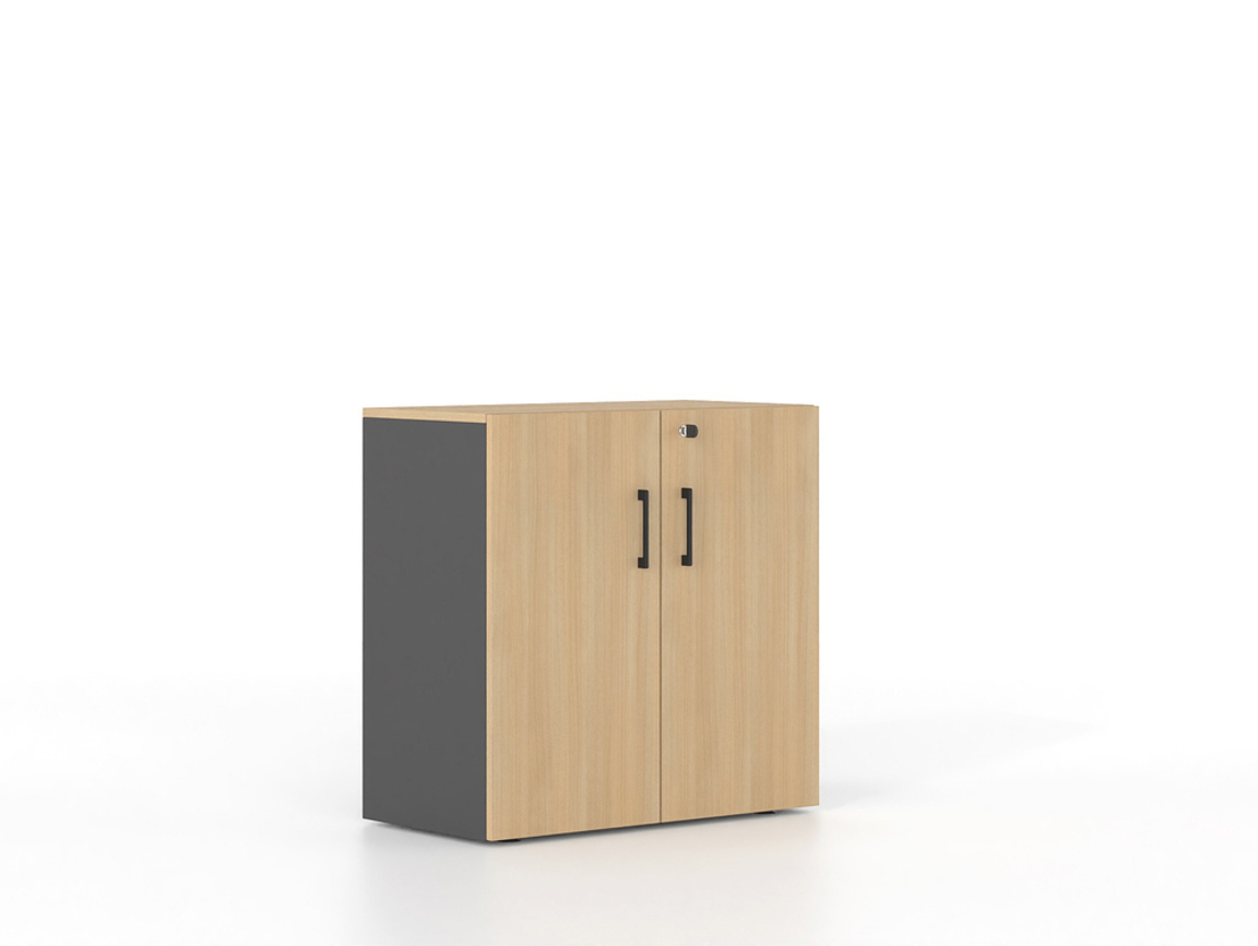 Βιβλιοθήκη Dromeas κλειστή διάστασης 80Χ40Χ80Η με κάσωμα σε απόχρωση ανθρακί, καπάκι και πόρτες σε απόχρωση φυσικό δρυς