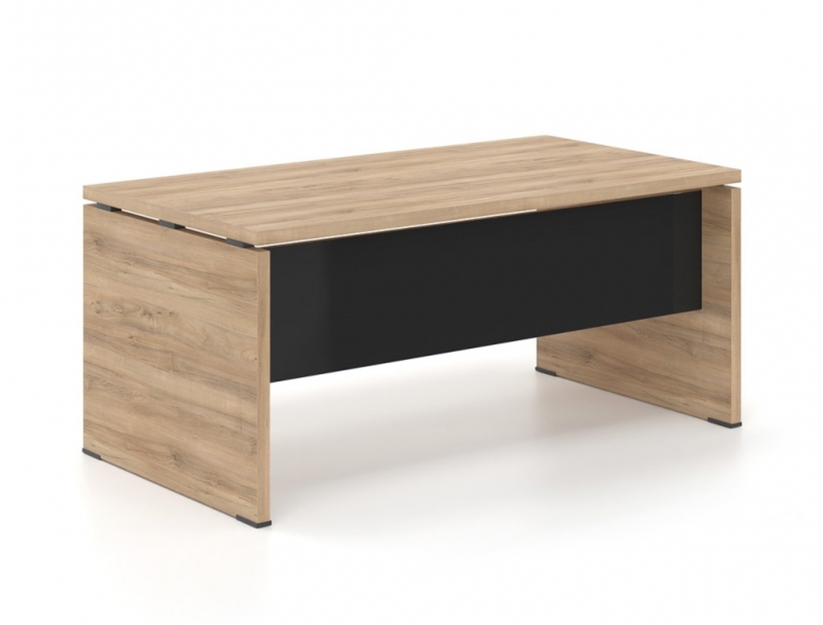 Γραφείο Διευθυντικό Dromeas σειράς Lysis Plus διάστασης 170Χ90X73Η σε απόχρωση καρυδια Η3700 με μετώπη γυάλινη μαύρη