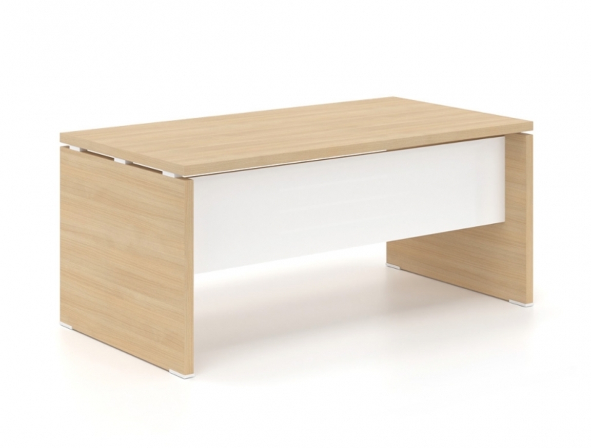 Γραφείο Διευθυντικό Dromeas σειράς Lysis Plus διάστασης 170Χ90X73Η σε απόχρωση φυσικό δρυς με μετώπη γυάλινη λευκή