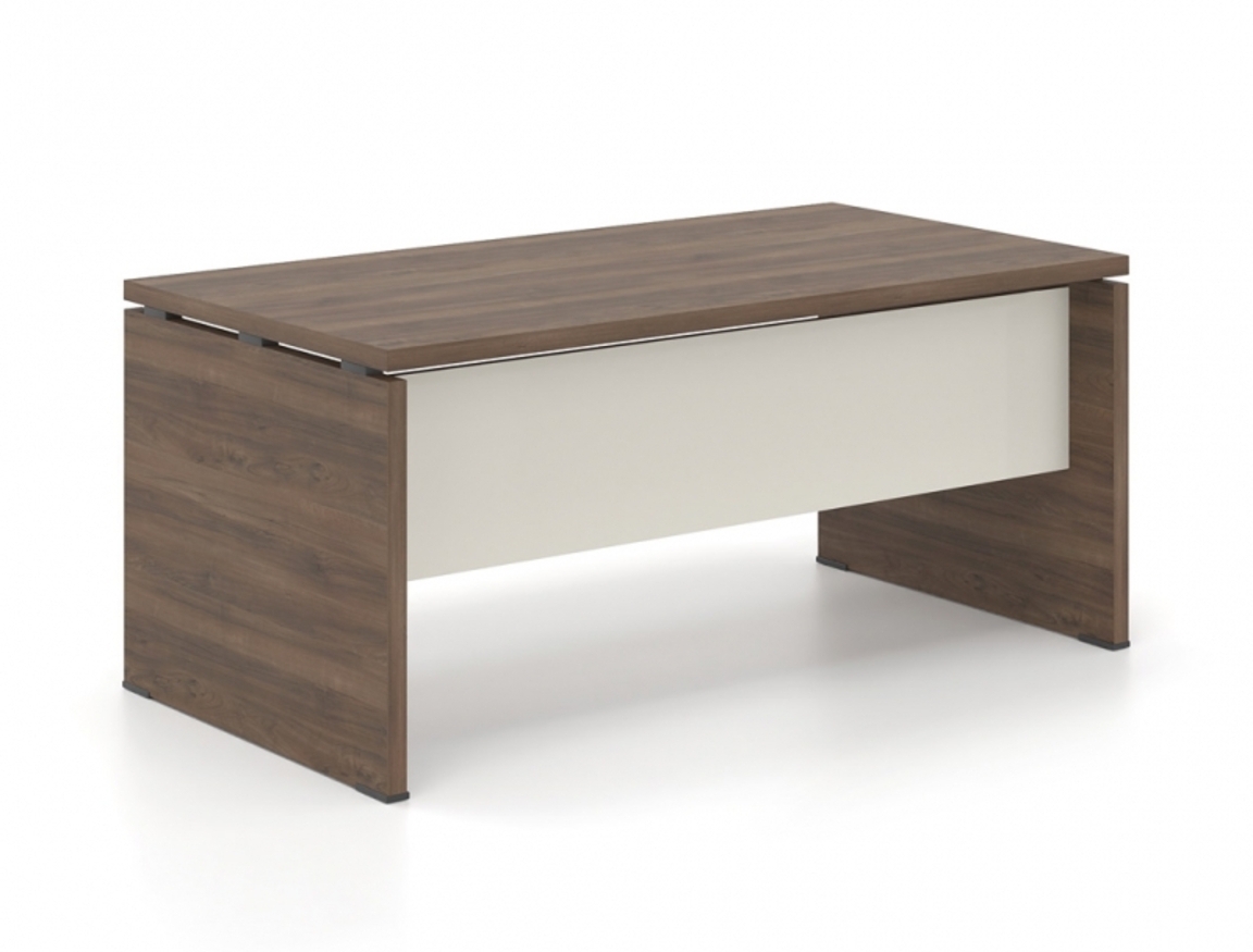 Γραφείο Διευθυντικό Dromeas σειράς Lysis Plus διάστασης 170Χ90X73Η σε απόχρωση καυδιά Η3702 με μετώπη γυάλινη λευκή