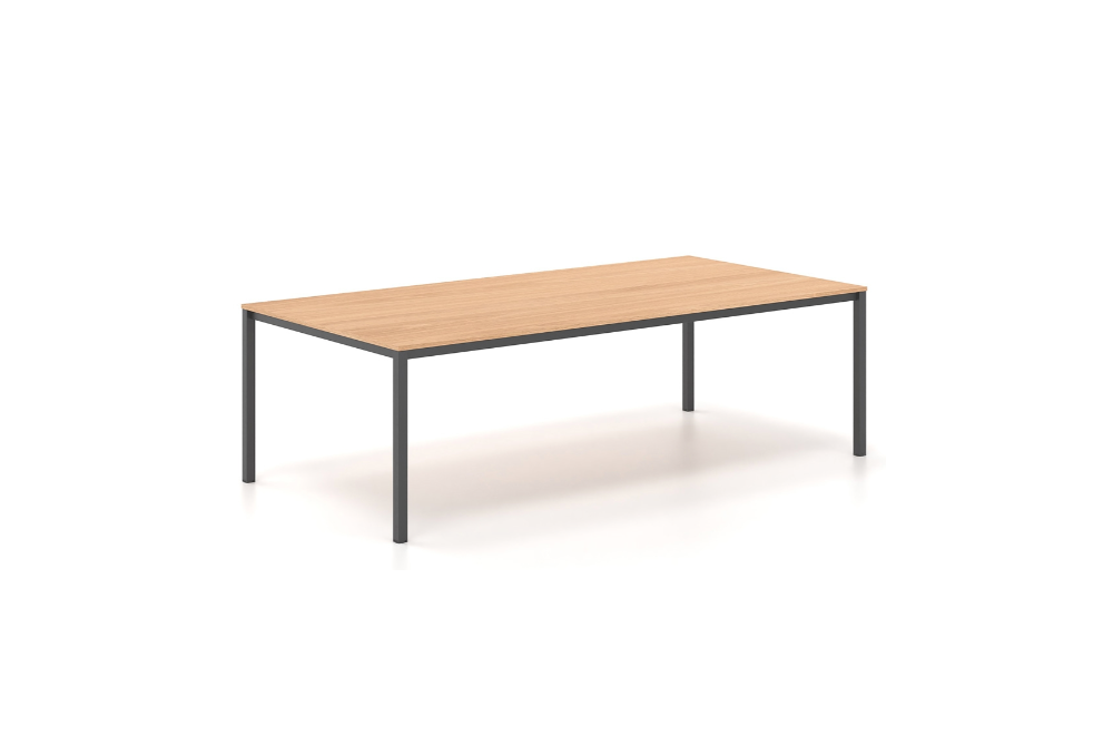 Γραφείο Συνεδριάσεως Dromeas σειράς Tetra διάστασης 210Χ100Χ73Η με σκελετό σε απόχρωση γκρι ανθρακί και επιφάνεια σε απόχρωση φυσικό δρυς