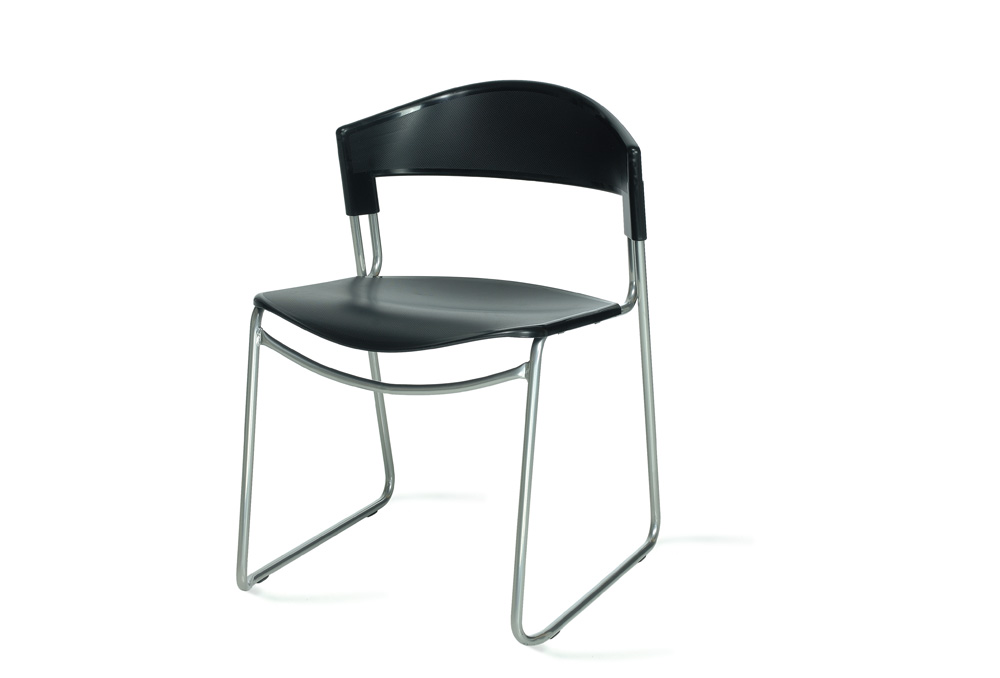 Κάθισμα Σεμιναρίου Dromeas Logos Πλαστική Μαύρη Έδρα Πλάτη Σκελετός Χρωμιωμένος