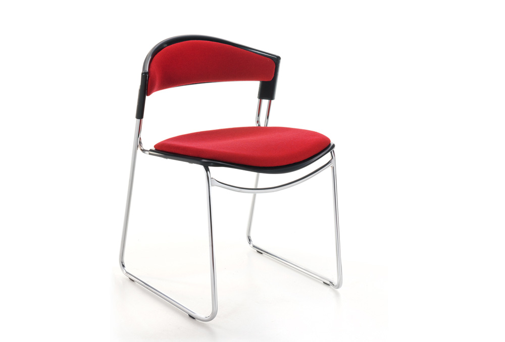 Κάθισμα Σεμιναρίου Dromeas Logos με επένδυση ύφασμα κόκκινο στην Έδρα και Πλάτη Σκελετός Χρωμιωμένος