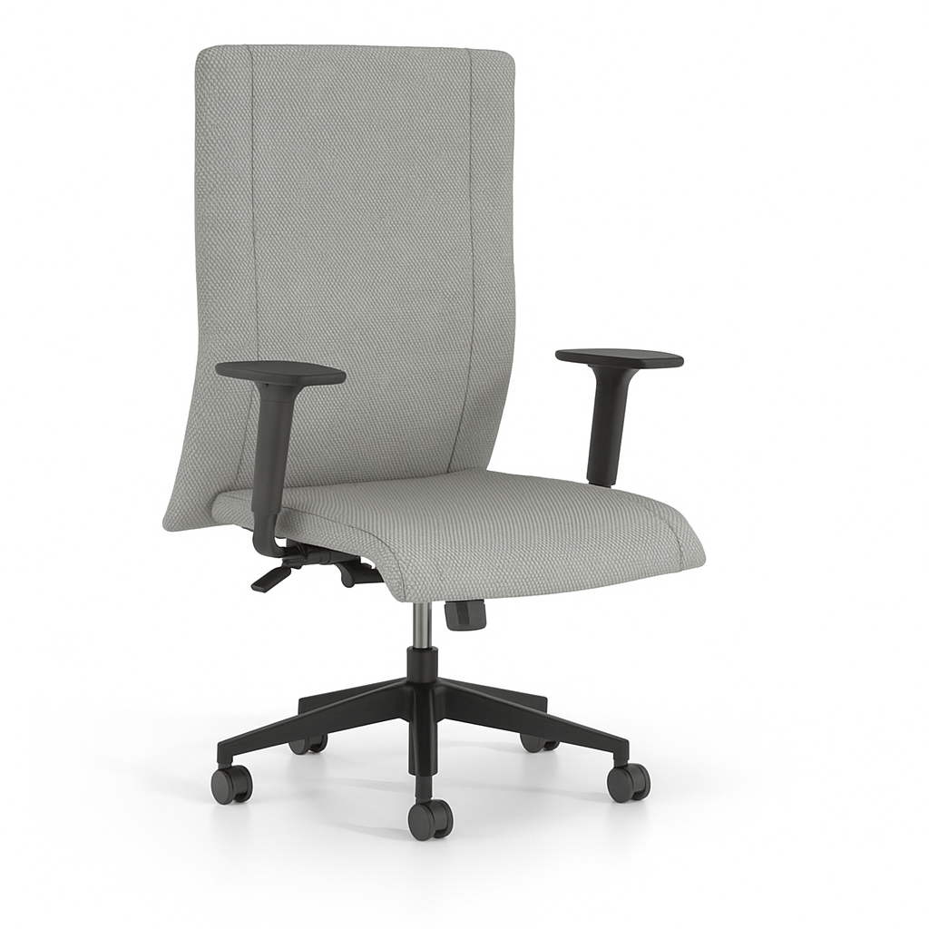 Κάθισμα Εργασίας Dromeas ATLAS (0,66×0,68×0,46-60) έδρα και πλάτη ύφασμα γκρι, πεντάνευρο βαμμένο μαύρο