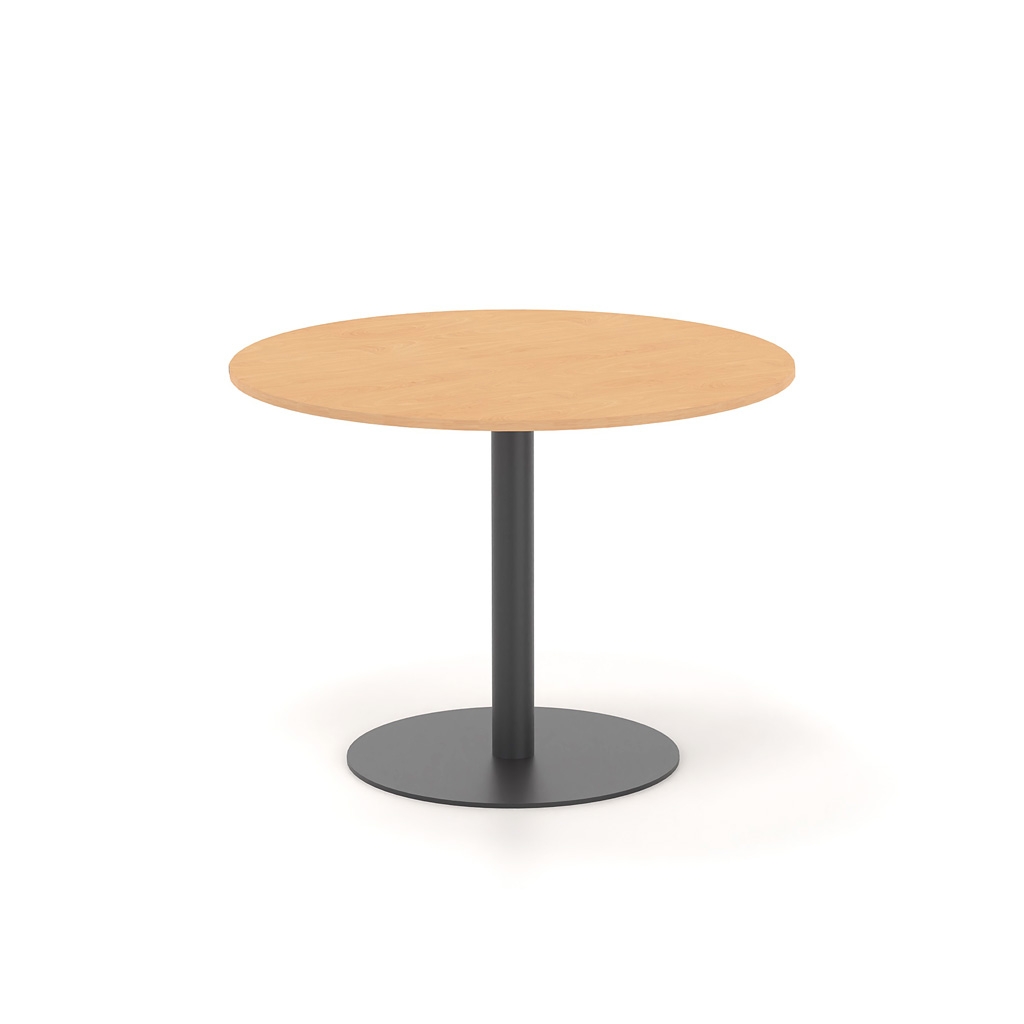 Ροτόντα Dromeas σειράς Slim διαμέτρου 100Χ73Η με σκελετό σε απόχρωση μαύρο και επιφάνεια σε απόχρωση οξιάς