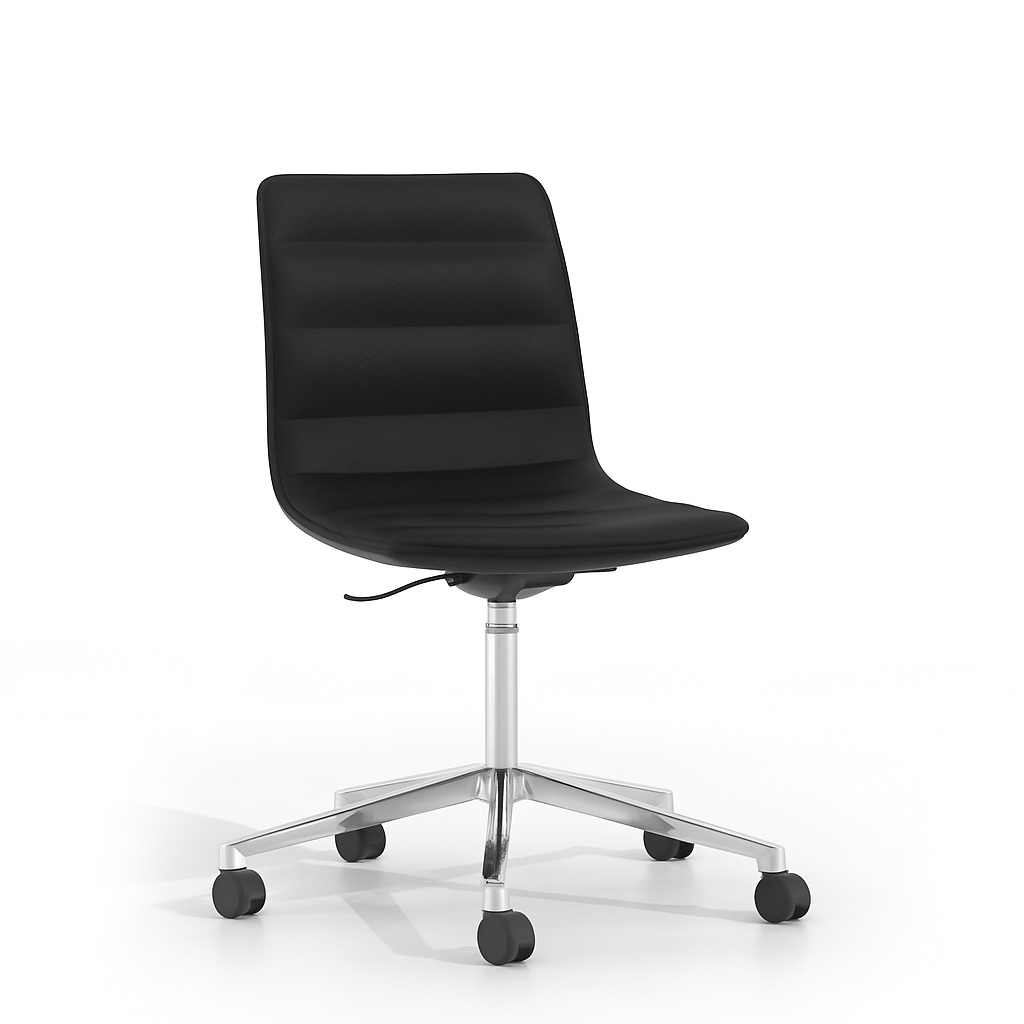 Κάθισμα Dromeas Value Τροχήλατο Χωρίς Μπράτσα Δερματίνη Μαύρη Πεντάνευρο Γυαλισμένο