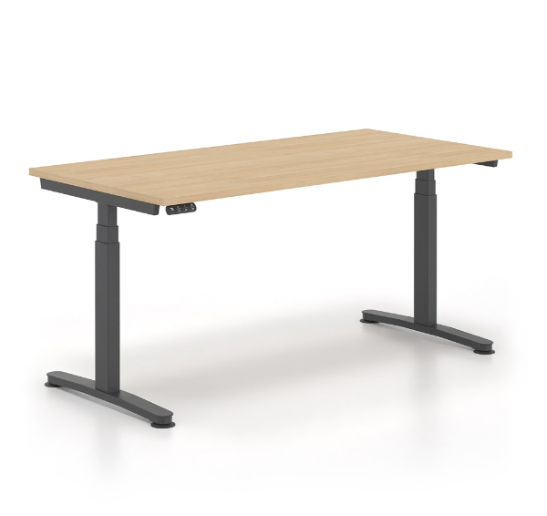 Ηλεκτρικά Ρυθμιζόμενο Γραφείο Εργασίας με Bluetooth σειράς Alma HT διάστασης 140Χ80Χ65-129Η με σκελετό σε απόχρωση μαύρο και επιφάνεια σε απόχρωση φυσικο δρύς
