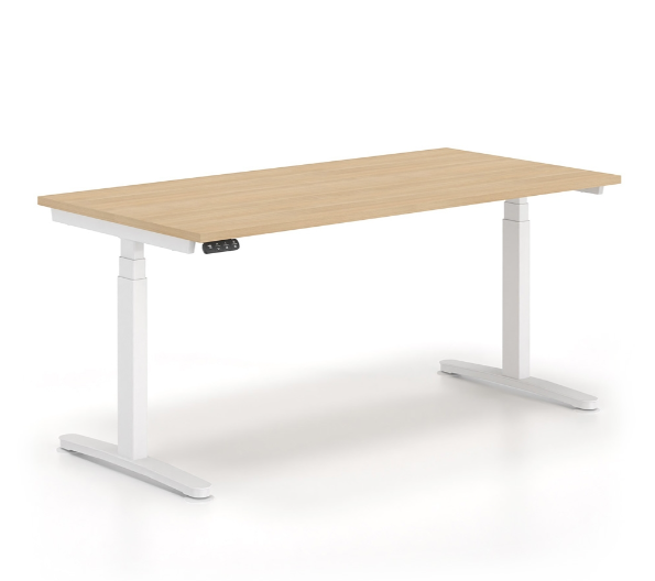 Ηλεκτρικά Ρυθμιζόμενο Γραφείο Εργασίας με Bluetooth σειράς Alma HT διάστασης 180Χ90Χ65-129Η με σκελετό σε απόχρωση υπόλευκο και επιφάνεια σε απόχρωση φυσικό δρύς