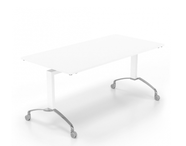 Γραφείο συνεδριάσεως Dromeas σειράς Alma F τροχήλατο αναδιπλούμενο διάστασης 1800x800H με σκελετο και επιφάνεια σε απόχρωση υπόλευκο