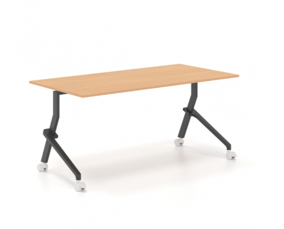 Γραφείο συνεδριάσεως Dromeas σειράς Alma FL τροχήλατο αναδιπλούμενο διάστασης 1600x800H με μαύρο σκελετο και επιφάνεια σε απόχρωση φυσικό δρύς