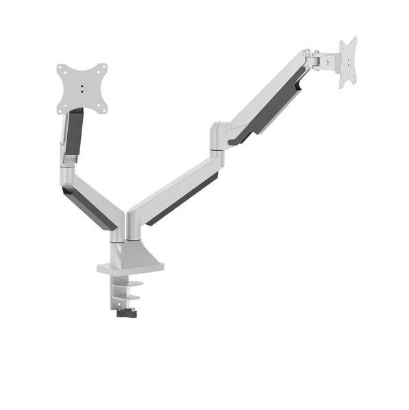 Βραχίονας οθόνης διπλός Dromeas σειράς Liberty N σε απόχρωση γκρι-ασημί