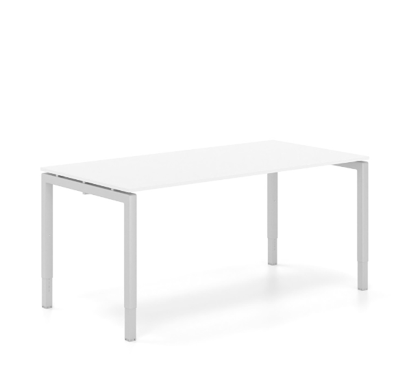 Γραφείο εργασίας ρυθμιζόμενου ύψους Dromeas σειράς Neo διάστασης 160Χ80Χ65-85Η με σκελετό σε απόχρωση γκρι και επιφάνεια σε απόχρωση υπόλευκο