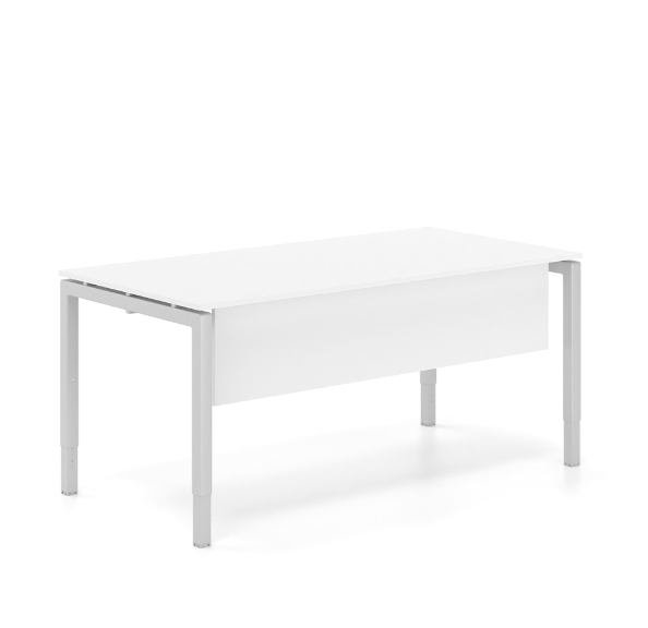 Γραφείο εργασίας ρυθμιζόμενου ύψους Dromeas σειράς Neo διάστασης 160Χ80Χ65-85Η με σκελετό σε απόχρωση γκρί και επιφάνεια και μετώπη σε απόχρωση υπόλευκο