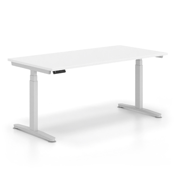 Ηλεκτρικά Ρυθμιζόμενο Γραφείο Εργασίας Alma HT διάστασης 160Χ80Χ65-129Η με σκελετό σε απόχρωση γκρί και επιφάνεια σε απόχρωση λευκό
