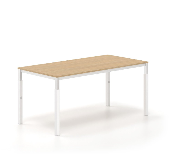 Γραφείο εργασίας ρυθμιζόμενου ύψους Dromeas σειράς Tetra διάστασης 140Χ80Χ65-85Η με σκελετό σε απόxρωση υπόλευκο και επιφάνεια σε απόχρωση φυσικό δρύς