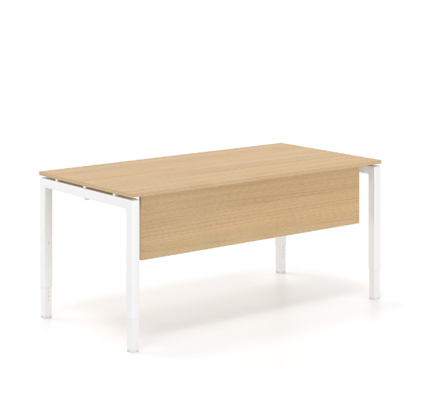 Γραφείο εργασίας ρυθμιζόμενου ύψους Dromeas σειράς Neo διάστασης 160Χ80Χ65-85Η με σκελετό σε απόχρωση υπόλευκο και επιφάνεια και μετώπη σε απόχρωση φυσικό δρύς