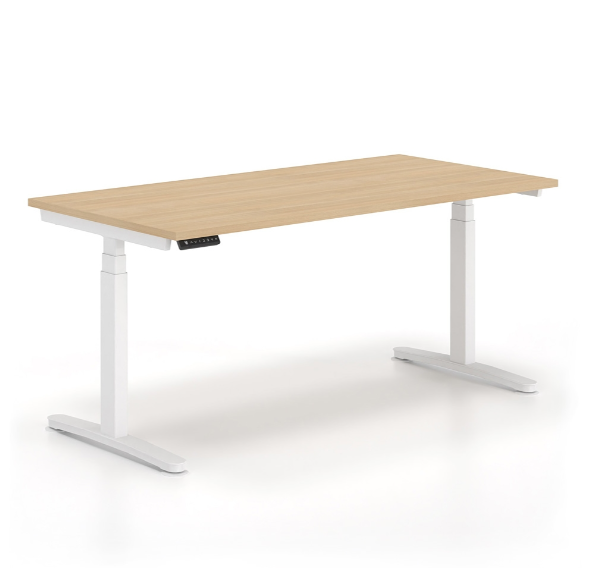 Ηλεκτρικά Ρυθμιζόμενο Γραφείο Εργασίας Alma HT διάστασης 180×80Χ65-129Η με σκελετό σε απόχρωση λευκό και επιφάνεια σε απόχρωση φυσικό δρύς