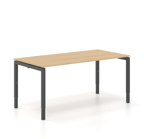 Γραφείο εργασίας ρυθμιζόμενου ύψους Dromeas σειράς Neo διάστασης 160Χ80Χ65-85Η με σκελετό σε απόχρωση μαύρο και επιφάνεια σε απόχρωση δρύς