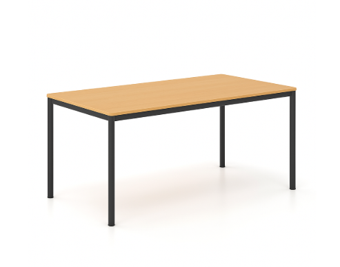 Γραφείο εργασίας Dromeas σειράς Slim διάστασης 80Χ80Χ73Η με επιφάνεια Οξιά και Μαύρο Σκελετό