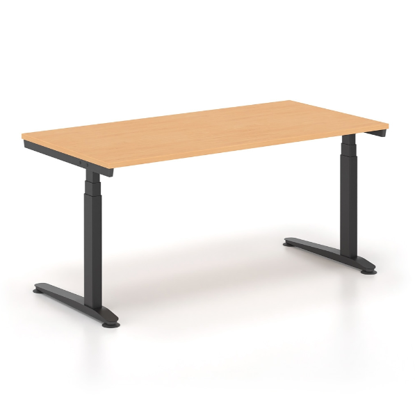 Ηλεκτρικά Ρυθμιζόμενο Γραφείο Εργασίας με Bluetooth σειράς Alma HC διάστασης 140Χ80Χ65-129Η με σκελετό σε απόχρωση μαύρο και επιφάνεια σε απόχρωση οξιά