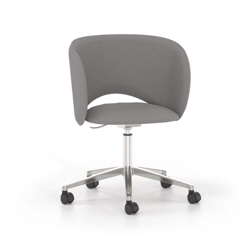 Τροχήλατο κάθισμα επισκέπτη Dromeas Forma με επένδυση ύφασμα και γυαλισμένο σκελετό διάστασης 54Χ60Χ78Η