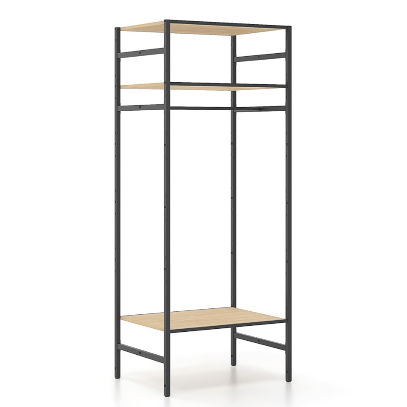 Aρθρωτό σύστημα ραφιών Syntheka, διάστασης 806Χ606Χ2000Η Χρώμα μετάλλου Ral7021-Φυσικό δρυς