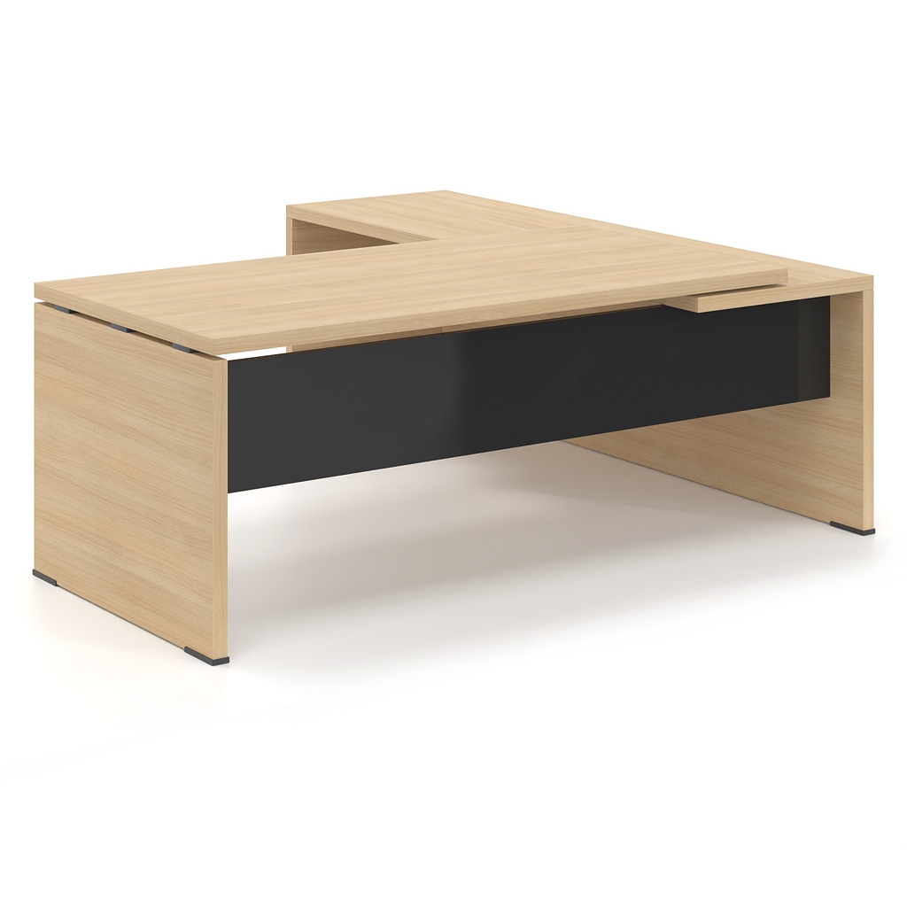 Γραφείο Διευθυντικό Dromeas σειράς Lysis Plus με προέκταση ανοιχτή και μετώπη γυάλινη