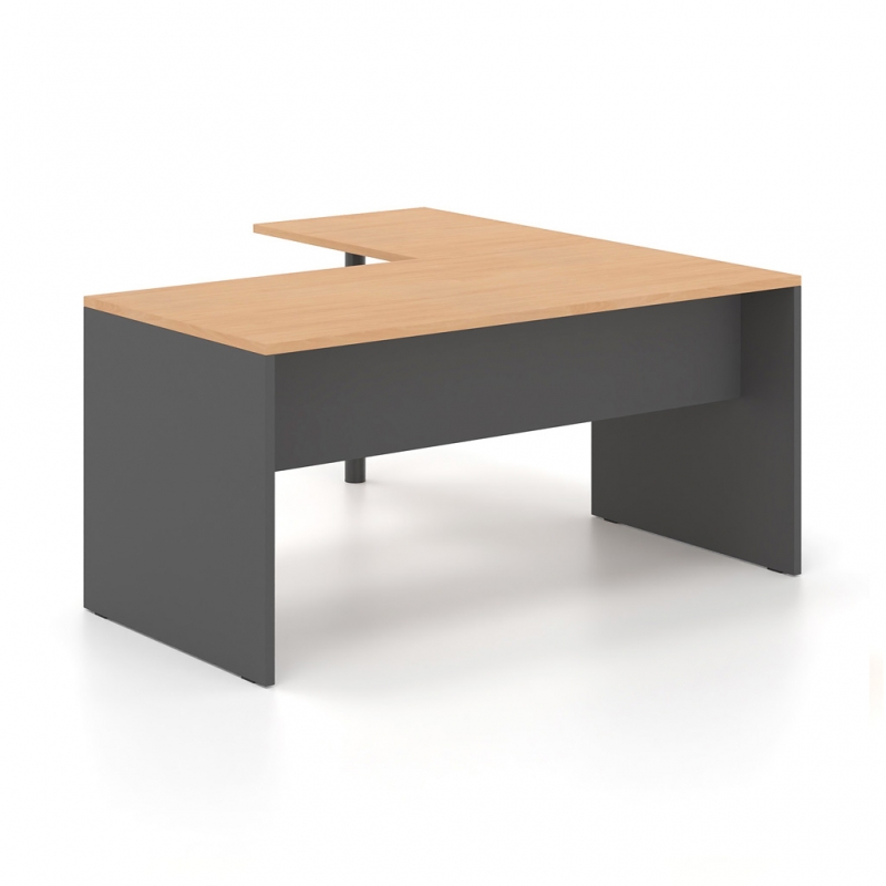 Γραφείο εργασίας Dromeas σειράς Finesse με ανθρακί βάση και με προέκταση