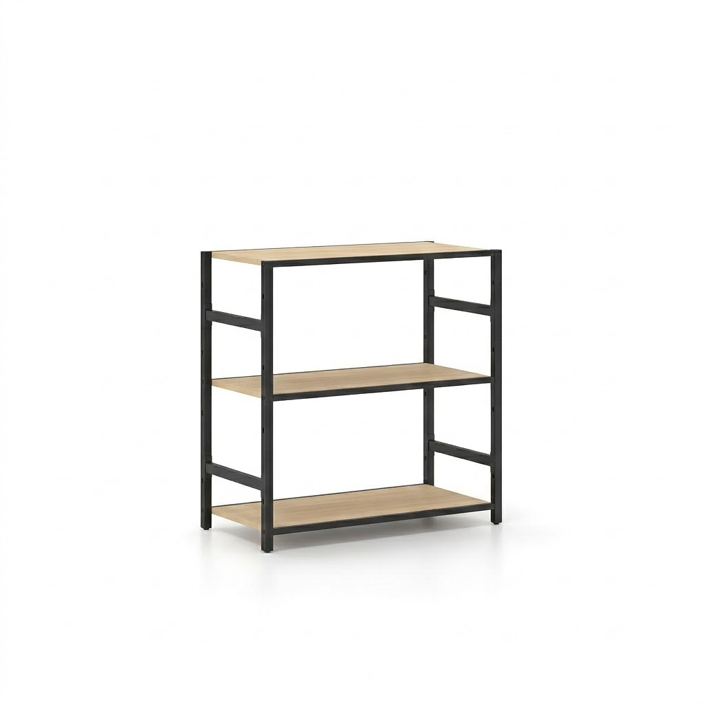 Aρθρωτό σύστημα ραφιών Syntheka, διάστασης 806x400x817H Χρώμα μετάλλου Ral7021-Φυσικό δρυς